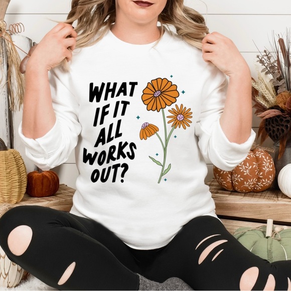 What if it all works out mental health crewneck sweatshirt oversized large - Picture 3 of 11